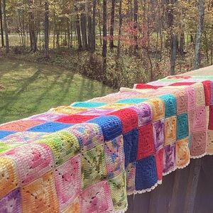 Colorful CROCHETED TABLE RUNNER EPLVC  42" X  11"